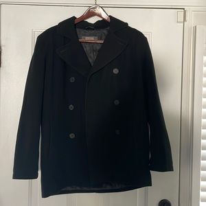 Kennith Cole Black Mens Pea Coat